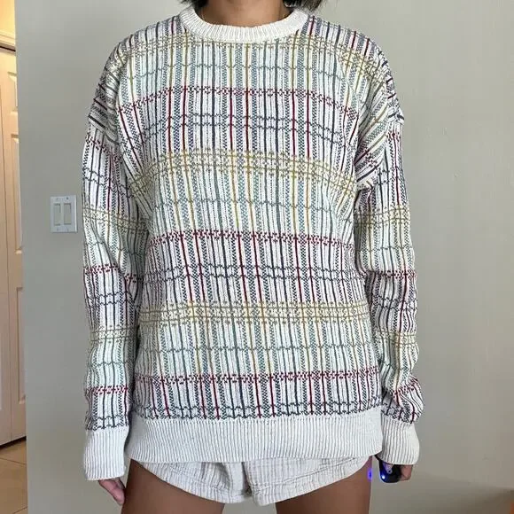 Vintage Claiborne Multicolored Crew Neck Knit Pullover Sweater Size L - Picture 7 of 14